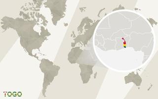 Zoom on Togo Map and Flag. World Map. vector