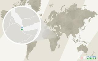 Zoom on Djibouti Map and Flag. World Map. vector