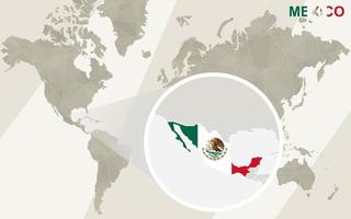 Zoom on Mexico Map and Flag. World Map. vector