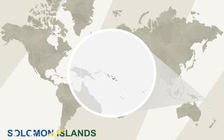 Zoom on Solomon Islands Map and Flag. World Map. vector