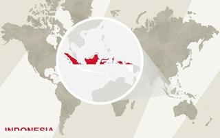 Zoom on Indonesia Map and Flag. World Map. vector