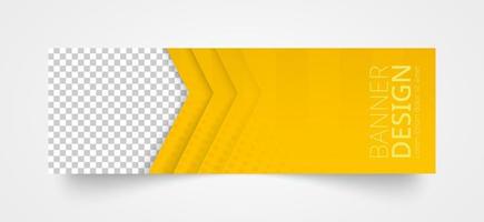 Template of yellow abstract web banner with place for photo. vector