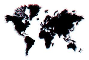 World map with glitch effect. vector
