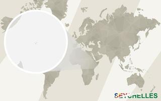 Zoom on Seychelles Map and Flag. World Map. vector