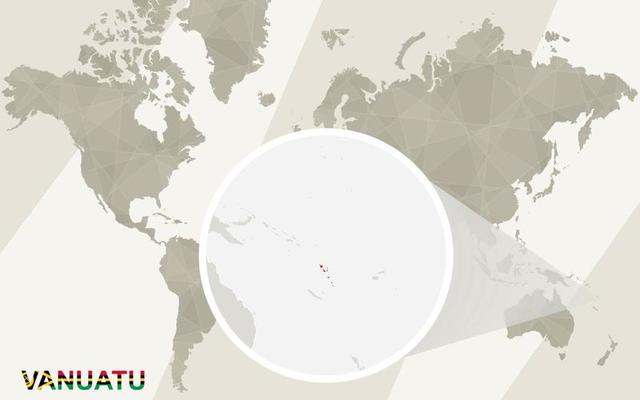 Zoom on Vanuatu Map and Flag. World Map.