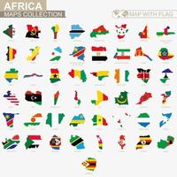 Map with flag African countries collection. vector