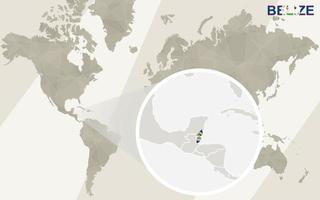zoom en el mapa y la bandera de Belice. mapa del mundo. vector