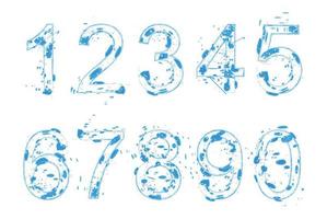 Vector number set in grungy style, abstract numbers from 0 to 9.