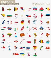 Map with flag European countries collection.