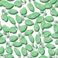 Seamless pattern, green leaves with shadow on a white background. Print, textile, wallpaper, background, vector
