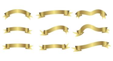 Set of golden congratulatory ribbons, holiday ribbons. Icons, templates, vector