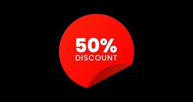 Animation 50 percent discount sticker motion graphic video