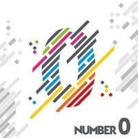 number 0 with unique color line design vector