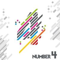 number 4 with unique color line design vector