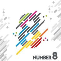 número 8 con diseño de línea de color único vector