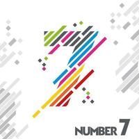 número 7 con diseño de línea de color único vector