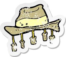 retro distressed sticker of a cartoon hat with corks vector