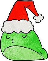 christmas textured cartoon of kawaii slug vector