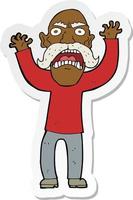 sticker of a cartoon angry old man vector