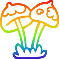 rainbow gradient line drawing cartoon mushroom vector