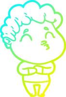cold gradient line drawing cartoon man pouting vector