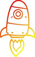 warm gradient line drawing cartoon space rocket vector