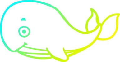 cold gradient line drawing cartoon whale vector