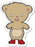 sticker of a cartoon teddy bear vector