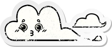 distressed sticker of a cute cartoon clouds vector