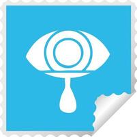 square peeling sticker cartoon crying eye vector