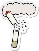 sticker of a cartoon broken cigarette vector