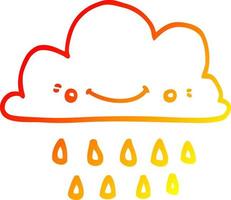 warm gradient line drawing cartoon storm cloud vector