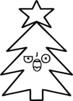 line drawing cartoon christmas tree vector