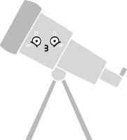 flat color retro cartoon telescope vector