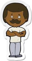 sticker of a cartoon manly mustache man vector