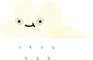 retro illustration style cartoon rain cloud vector