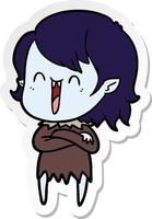 sticker of a cute cartoon happy vampire girl vector