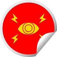 circular peeling sticker cartoon mystic eye vector