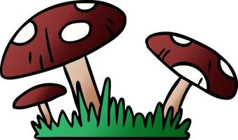 gradient cartoon doodle of a toad stool vector