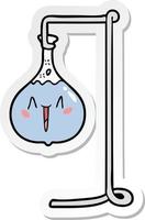 sticker of a happy cartoon science experiment vector