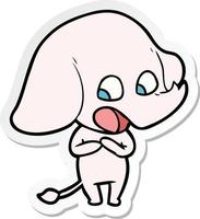 sticker of a cute cartoon elephant vector