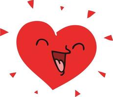 quirky hand drawn cartoon happy heart vector