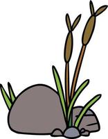 cartoon doodle of stone and pebbles vector