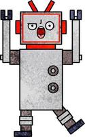 retro grunge texture cartoon angry robot vector