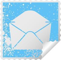 quirky distressed square peeling sticker symbol envelope vector