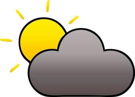 gradient shaded cartoon sun and storm cloud vector
