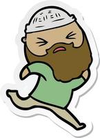 sticker of a cartoon man with beard vector