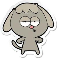 sticker of a cartoon bored dog vector