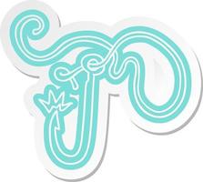 cartoon sticker of a sharp fishing hook vector