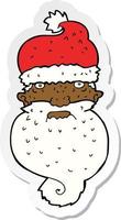 sticker of a cartoon grim santa face vector